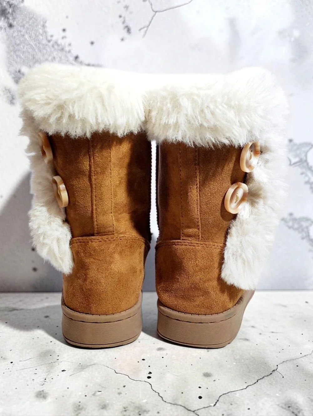 SO Abigail Girls Faux-Fur Winter Boots in Chestnut size 13